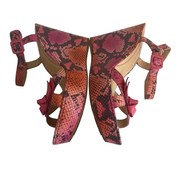 Born Crown Pink/Orange Faux Snakeskin Wedge Platform Sandal 10 - Picture 6 of 8